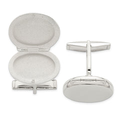 Sterling Silver 925 Oval Locket Cufflinks with Polished Finish for Men