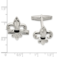 Sterling Silver Fleur De Lis w/Onyx Cuff Links