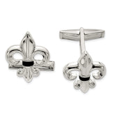 Sterling Silver Fleur De Lis w/Onyx Cuff Links