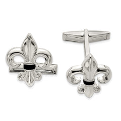 Sterling Silver Fleur De Lis w/Onyx Cuff Links