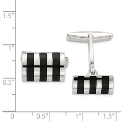 Sterling Silver 925 Polished Onyx Cufflinks for Men Classic Elegance