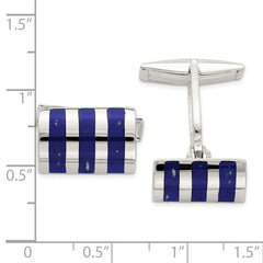 Sterling Silver Lapis Cuff Links with Polished Finish for Men