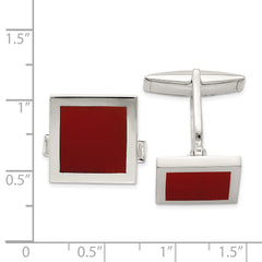 Sterling Silver Red Agate Cuff Links with Polished Finish for Men