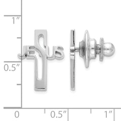 Sophia Jewelers Men's Polished Sterling Silver Jesus Cross Tie Tac