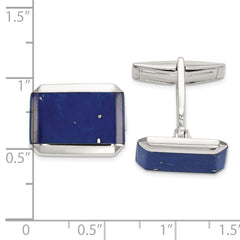 Sterling Silver 925 Lapis Cuff Links with Natural Blue Stone Polished Finish