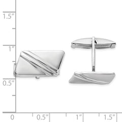Sterling Silver Rhodium-plated Stripe Design Cuff Links