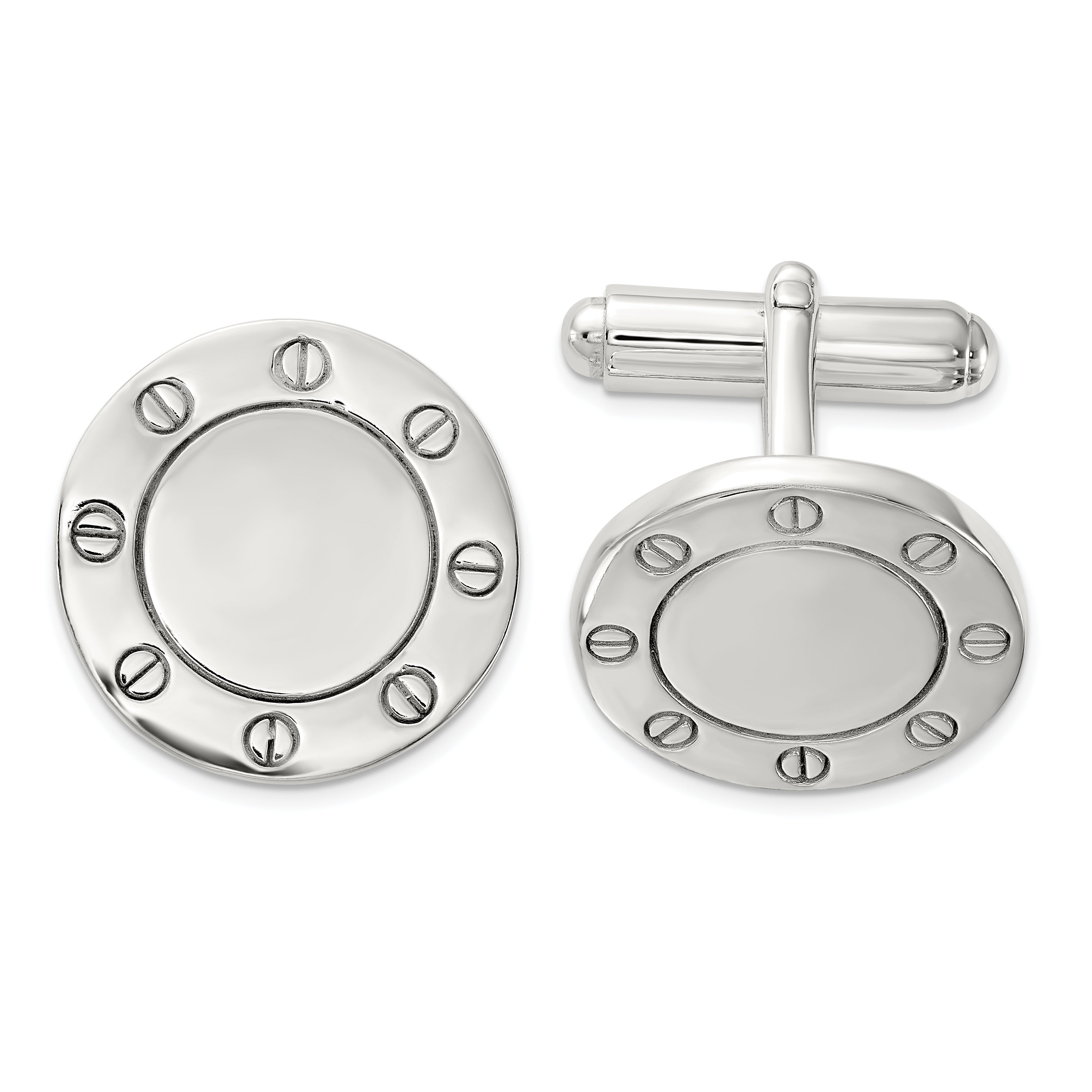 Sterling Silver Polished Circle Cuff Links