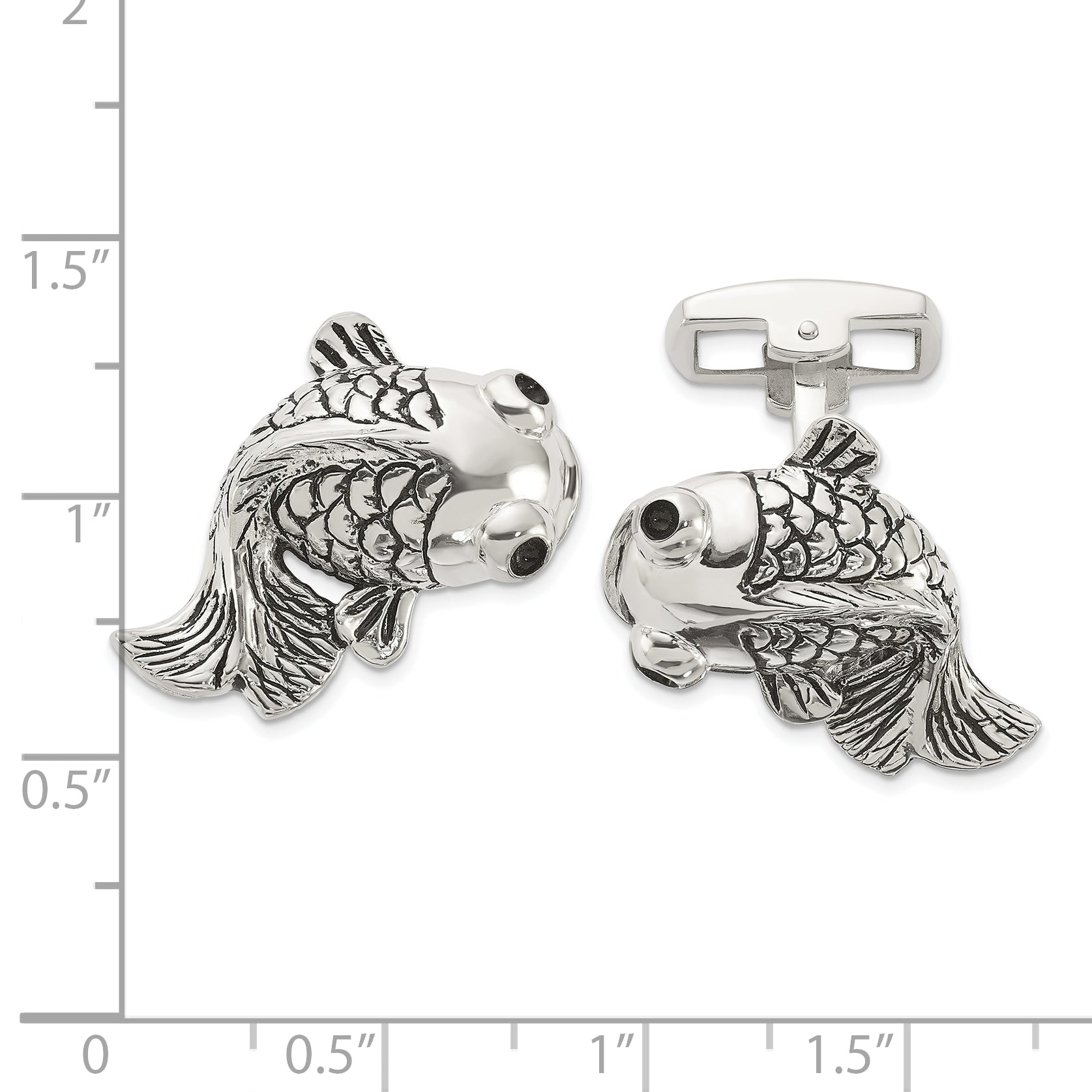 Sterling Silver Fish Enameled Cuff Links
