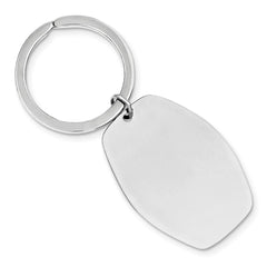 Sophia Jewelers Men's Polished Sterling Silver Key Chain with Rhodium Plating and Engravable Charm