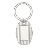 Men's Sterling Silver Rhodium-Plated Key Chain with Engravable Polished Finish