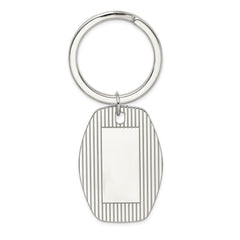 Men's Sterling Silver Rhodium-Plated Key Chain with Engravable Polished Finish