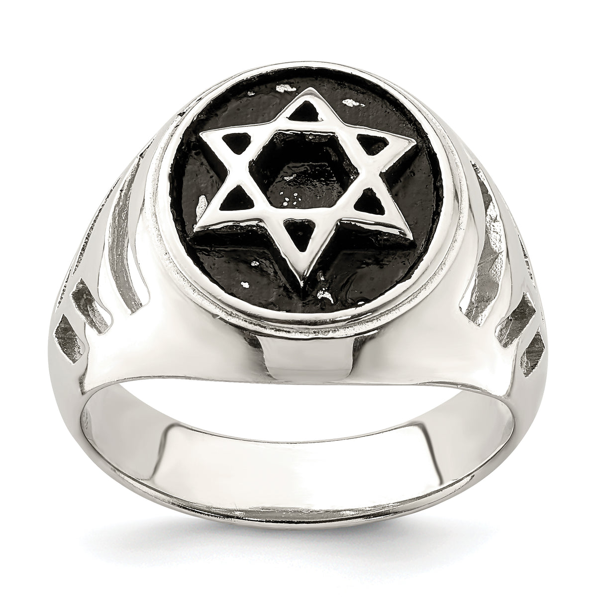 Sterling Silver Antiqued Star of David Ring