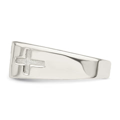 Sterling Silver Rhodium-plated Enameled Cross Ring