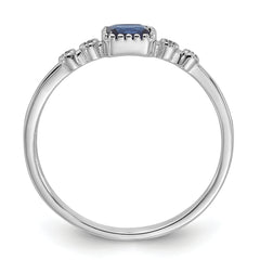 SS Rhodium-plated .02Cr. Blue Spinel and .02Cr. White Sapphire Ring