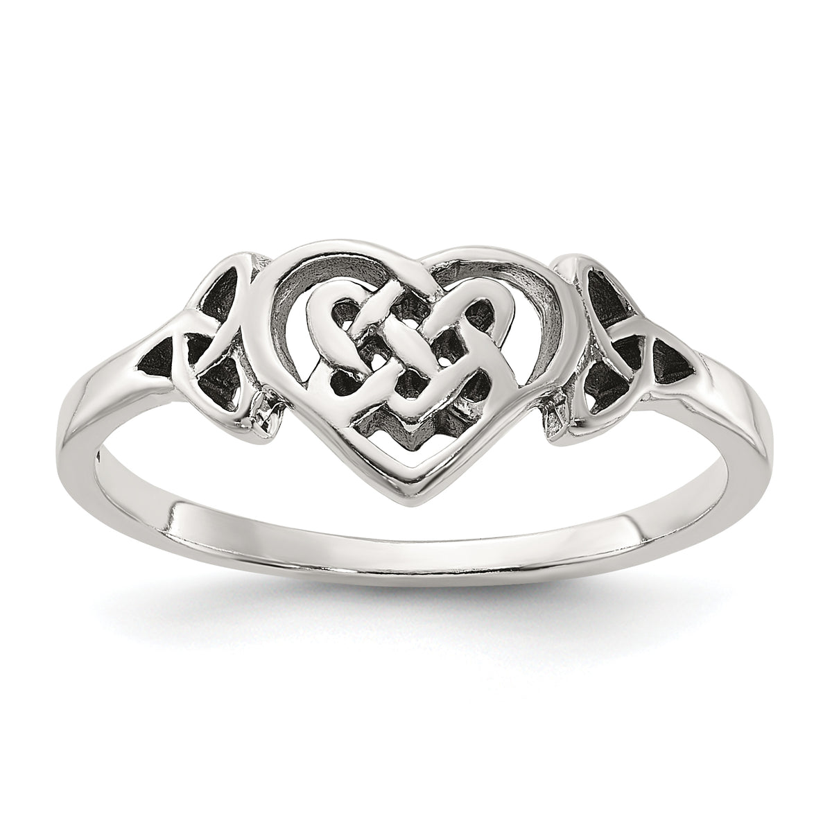Sterling Silver Antiqued Heart with Celtic Knot Ring