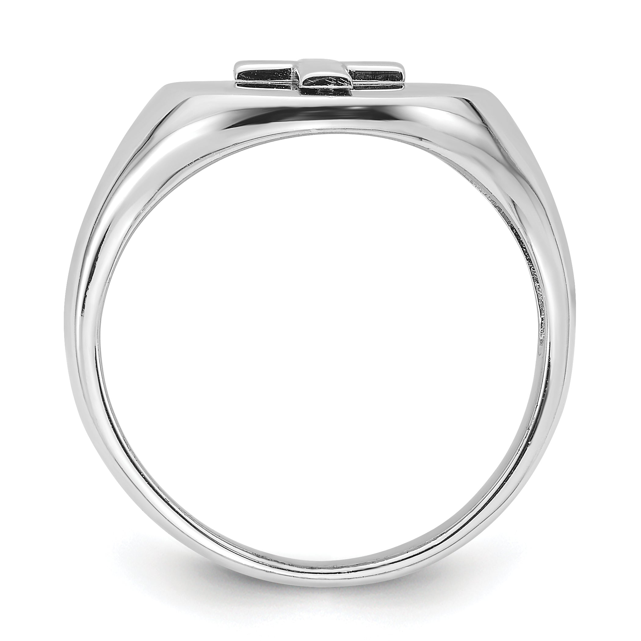 Sterling Silver Rhodium-plated Polished Cross Men's Ring