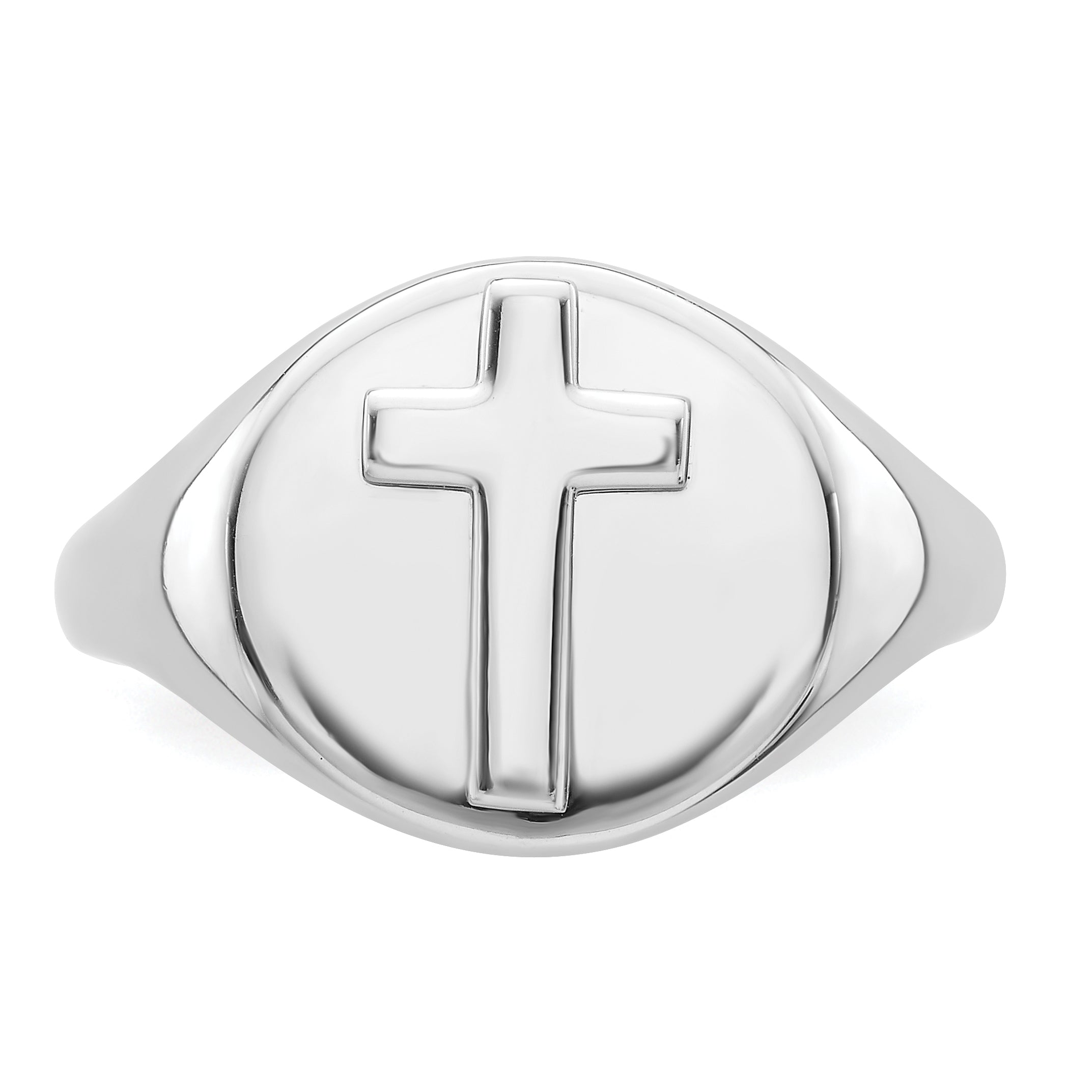 Sterling Silver Rhodium-plated Polished Cross Men's Ring