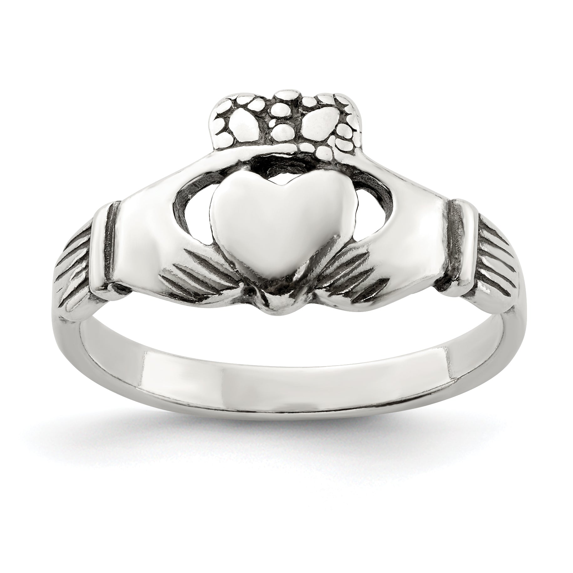 Sterling Silver Antiqued Claddagh Ring