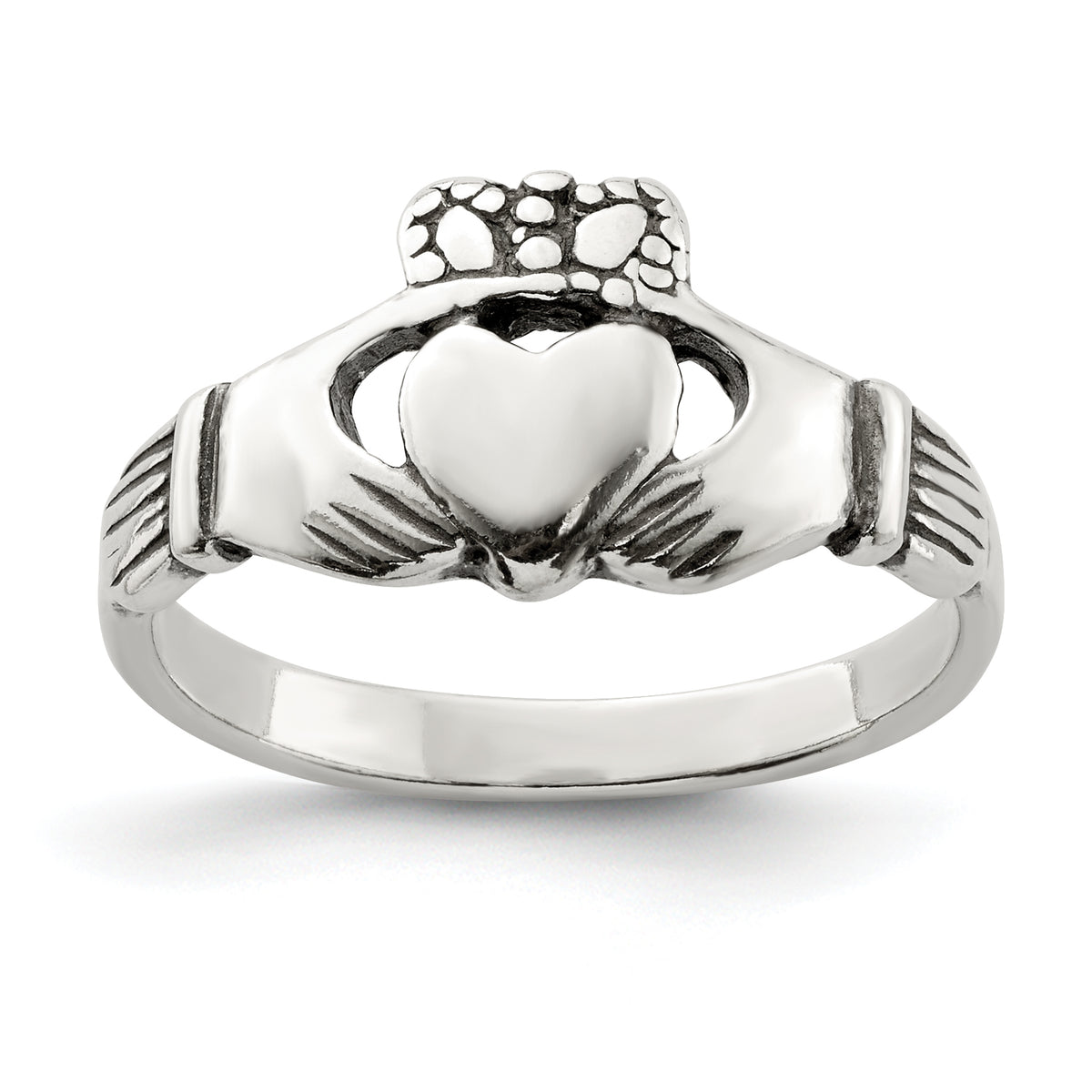 Sterling Silver Antiqued Claddagh Ring