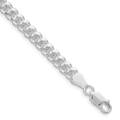 Sterling Silver Rhodium-plated 5mm Domed w/ Side D/C Curb Chain