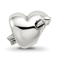 Sterling Silver 925 Kids Heart with Arrow Bead Antiqued Finish