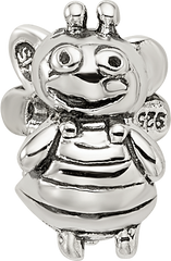 Sterling Silver 925 Kids Bumblebee Bead with Antiqued Finish Solid Design