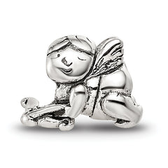 Sterling Silver 925 Antiqued Kids Cupid Bead with Solid Cast Design
