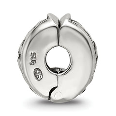 Sterling Silver 925 Antiqued Floral Clip Bead with Hinged Gripper Design