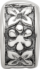 Sterling Silver 925 Antiqued Floral Clip Bead with Hinged Gripper Design