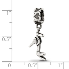 Sterling Silver 925 High Heel Dangle Bead with Antiqued Finish