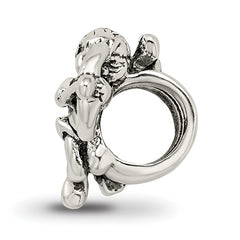 Sterling Silver 925 Cupid Bead with Antiqued Finish Solid Cast Design