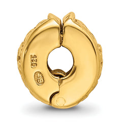 Sterling Silver Gold-Plated Floral Clip Bead with Polished Finish