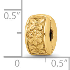 Sterling Silver Gold-Plated Floral Clip Bead with Polished Finish