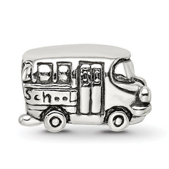 Sterling Silver 925 Kids Bus Bead with Antiqued Finish Solid Cast Design
