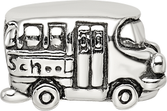 Sterling Silver 925 Kids Bus Bead with Antiqued Finish Solid Cast Design