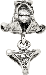 Sterling Silver 925 Kids Swimsuit Bead with Antiqued Finish Charming & Solid Design