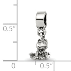 Sterling Silver 925 Frog Dangle Bead for Kids with Antiqued Finish