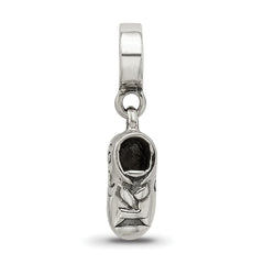 Sterling Silver 925 Baby Shoe Dangle Bead with Antiqued Finish