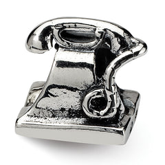 Sterling Silver 925 Antiqued Telephone Bead with Solid Cast Design