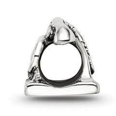 Sterling Silver 925 Antiqued Telephone Bead with Solid Cast Design