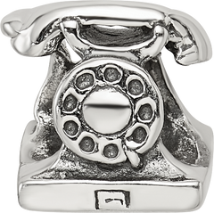 Sterling Silver 925 Antiqued Telephone Bead with Solid Cast Design