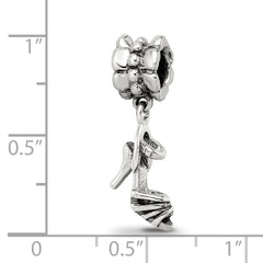Sterling Silver 925 High Heel Dangle Bead with Antiqued Finish