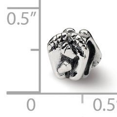 Sterling Silver 925 Big & Little Feet Bead with Antiqued Finish Solid Design