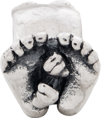 Sterling Silver 925 Big & Little Feet Bead with Antiqued Finish Solid Design