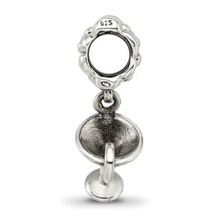 Sterling Silver 925 Margarita Dangle Bead with Antiqued Finish Solid Design