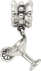 Sterling Silver 925 Margarita Dangle Bead with Antiqued Finish Solid Design