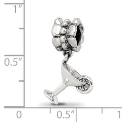 Sterling Silver 925 Margarita Dangle Bead with Antiqued Finish Solid Design