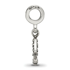 Sterling Silver 925 Hamsa Dangle Bead with Antiqued Finish Solid Casted Design