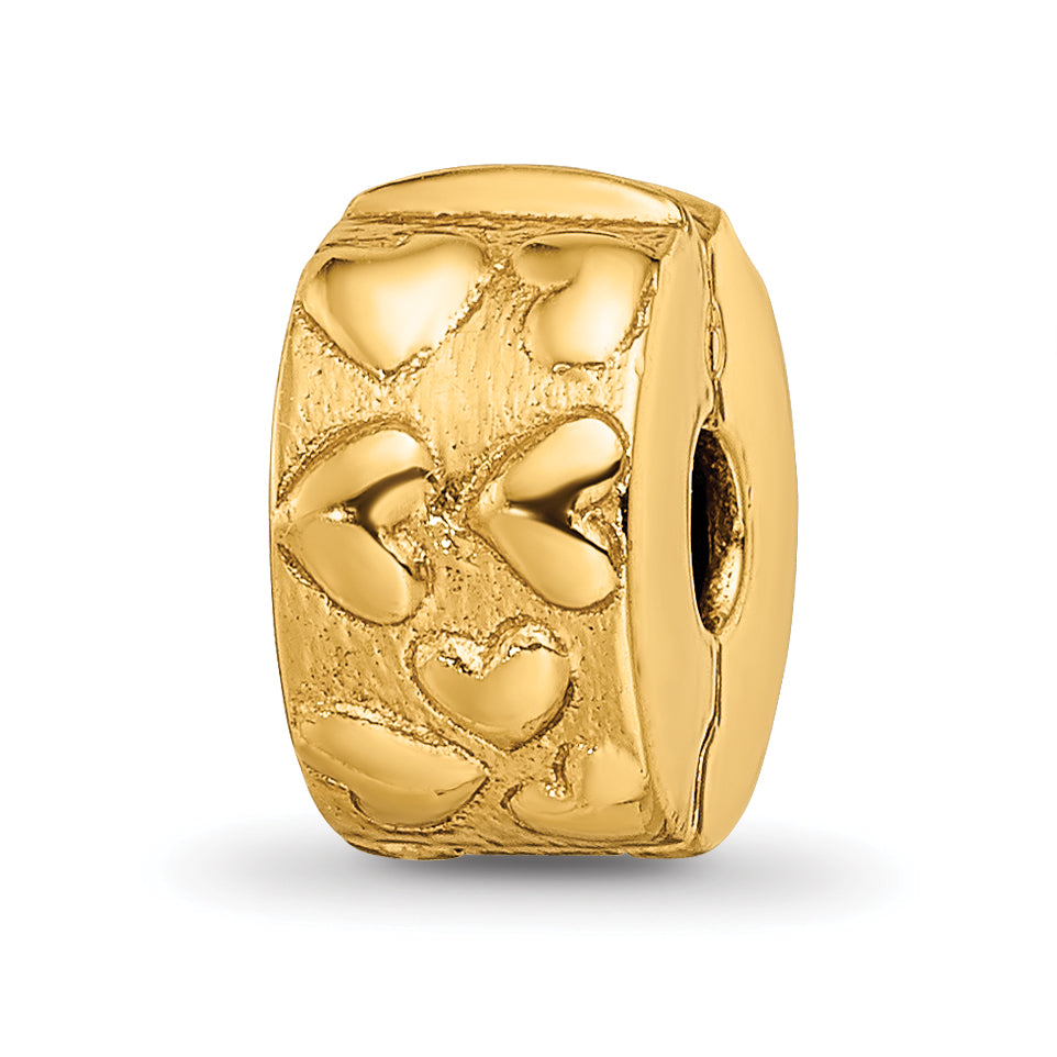 Sterling Silver Gold-plated Reflections Hinged Hearts Clip Bead