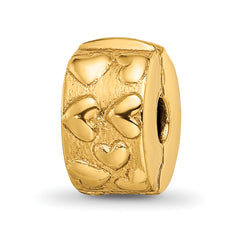Sterling Silver Gold-plated Reflections Hinged Hearts Clip Bead
